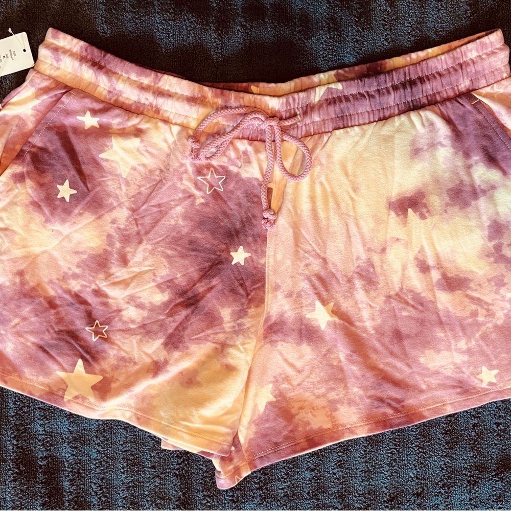 Wildfox Tie-Dye Star Shorts - Purple and White